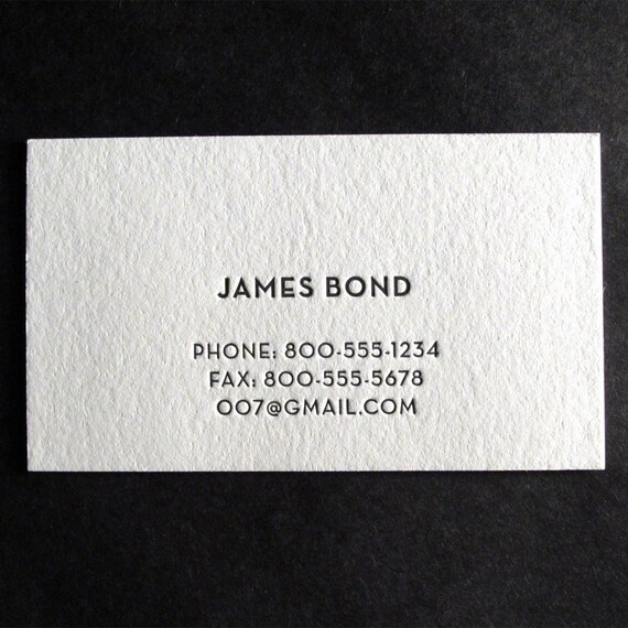 250 Custom Letterpress Business Cards Secret Agent