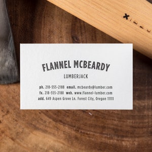 Letterpress Business Cards - The Lumberjack