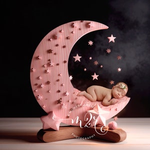 Newborn Moon Digital Backdrop Pink
