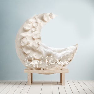 Newborn Moon Digital Backdrop Blue Boy Background