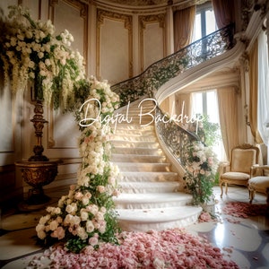 Maternity Digital Backdrop Grand Staircase Romantic Maternity Background