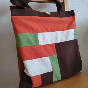 Modern Quilted Tote Bag, Patchwork Shoulder Bag