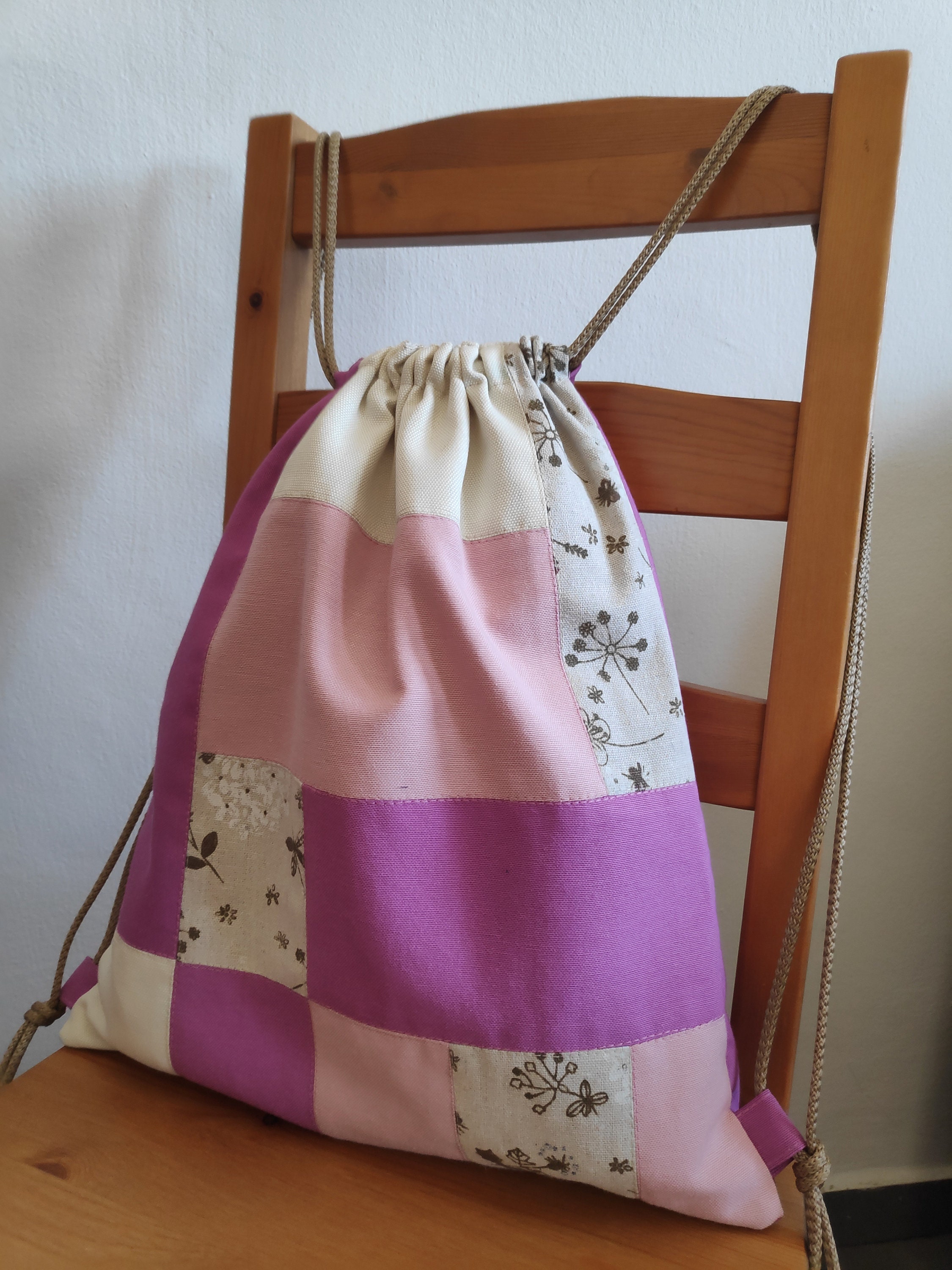Coral & Lime Canvas Drawstring Backpack — Casual Everyday Bag Amazon.com: LassZone Canvas Drawstring Backpack Purse for  main image 3