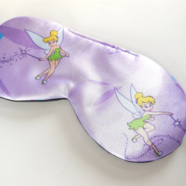 Máscara de sueño Tinkerbell, máscara de ojos de Disney, máscara de ojos de las niñas, venda de la mujer, regalo de Tink presente, máscara de la noche de los niños, ojos púrpuras de los niños