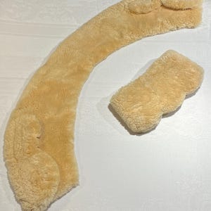 ヴィンテージ 1940 年代 クリーム色 シアリングカラー & シングルカフスセット スカラップ セーターコート 35 x 6 インチ VGC