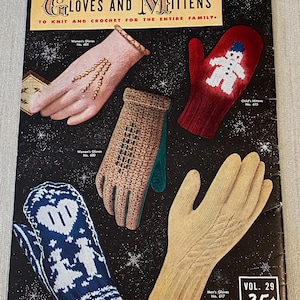 Vintage 1953 Gloves & Mittens Knit Crochet Patterns Bernhard Ulmann 38 pp 28 pat