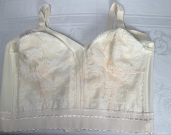 Vintage 60s Bullet Bra Ivory Lacy NOS Size 44C USA NWT Marianne Sweetheart