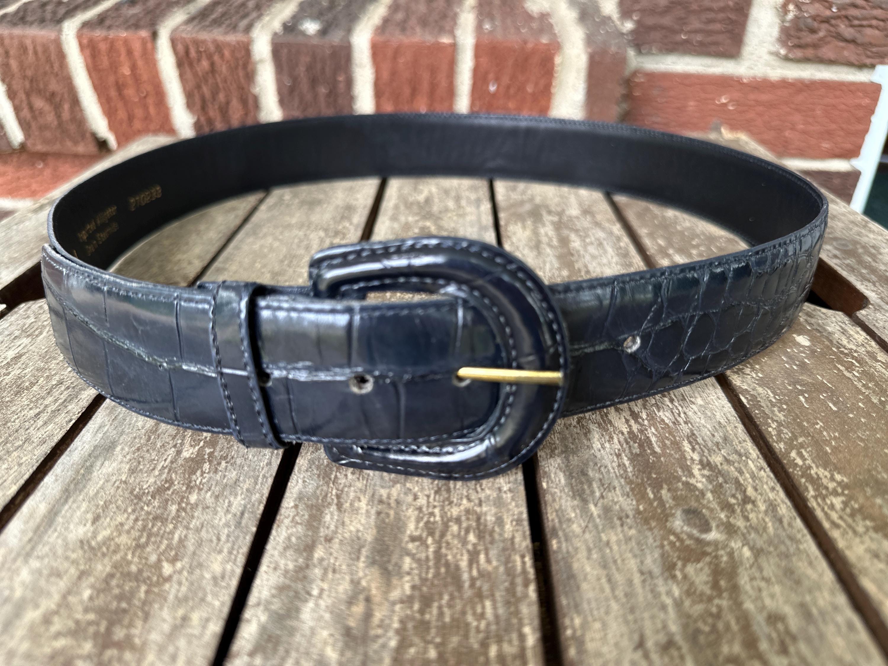 Belt- 80s Omega Genuine Black Leather Belt With Silver  Blue Stones Ridge Mountain Women Western Belt – Studded with Turquoise  main image 2