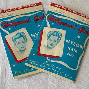 Vintage 1940s Hair Nets 2 Packs Auburn Bob Size Hollywood Girl Nylon NOS RARE
