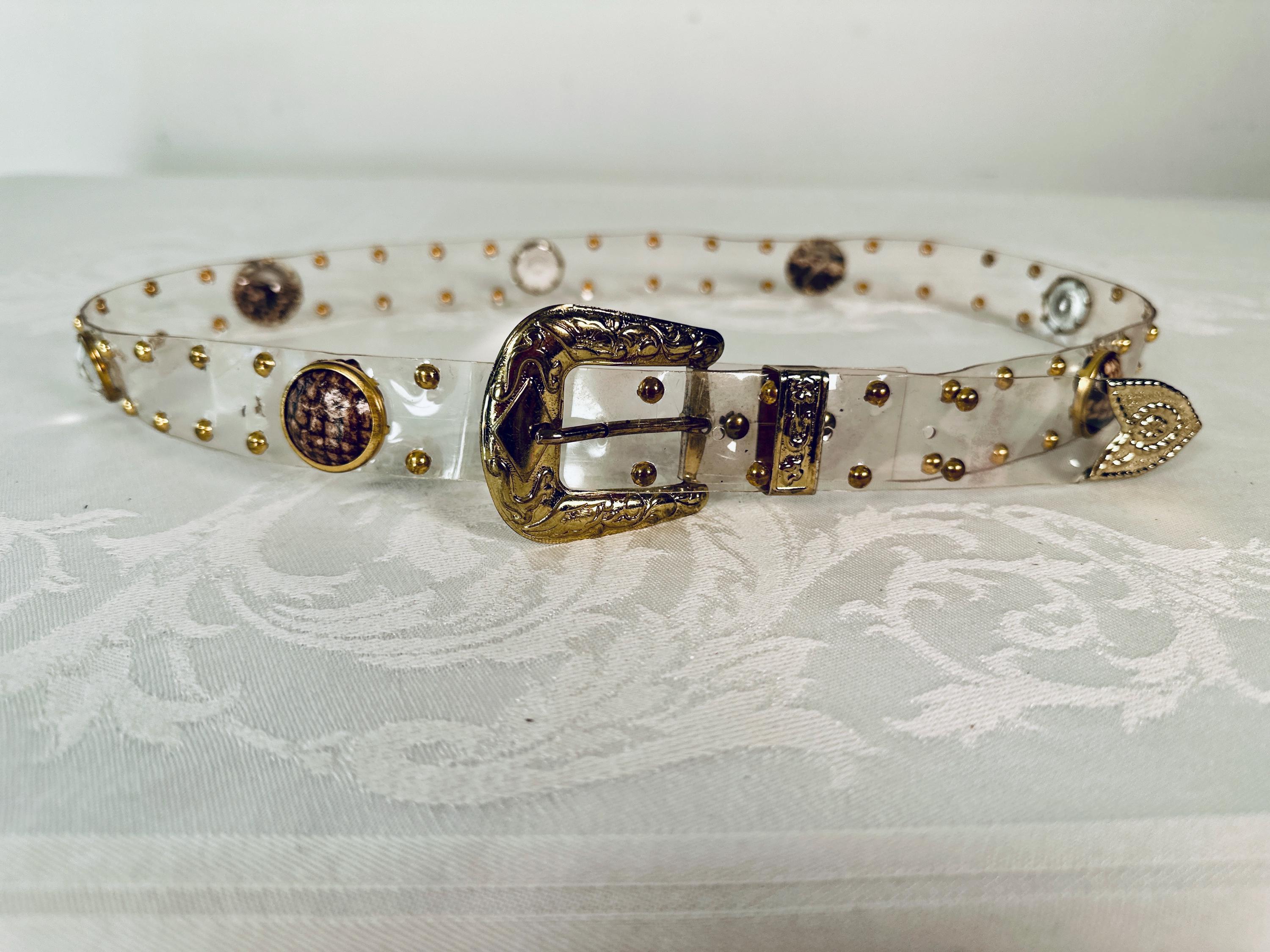 Vintage Gold Snake Pattern Belt with Rhinestone Buckle Vintage Girl main image 4