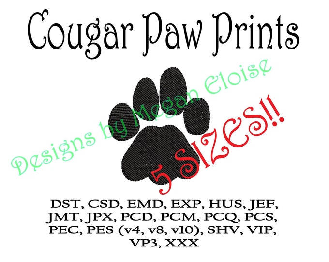 Cougar Paw Prints 5 Sizes Etsy