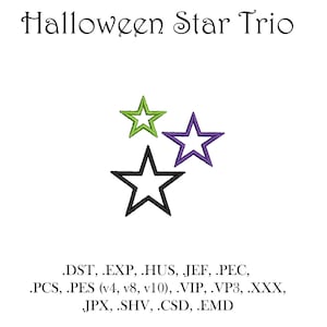 Embroidery Machine File - Halloween Star Trio