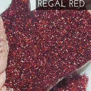 Regal Red .015 hex poly deep red holo glitter, tumbler making glitter, fine polyester glitter, Super sparkly red holographic glitter