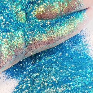 Perfect Paradise polyester cosmetic grade .015 hex poly blue glitter, tumbler glitter, fine poly glitter, iridescent blue tumbler glitter