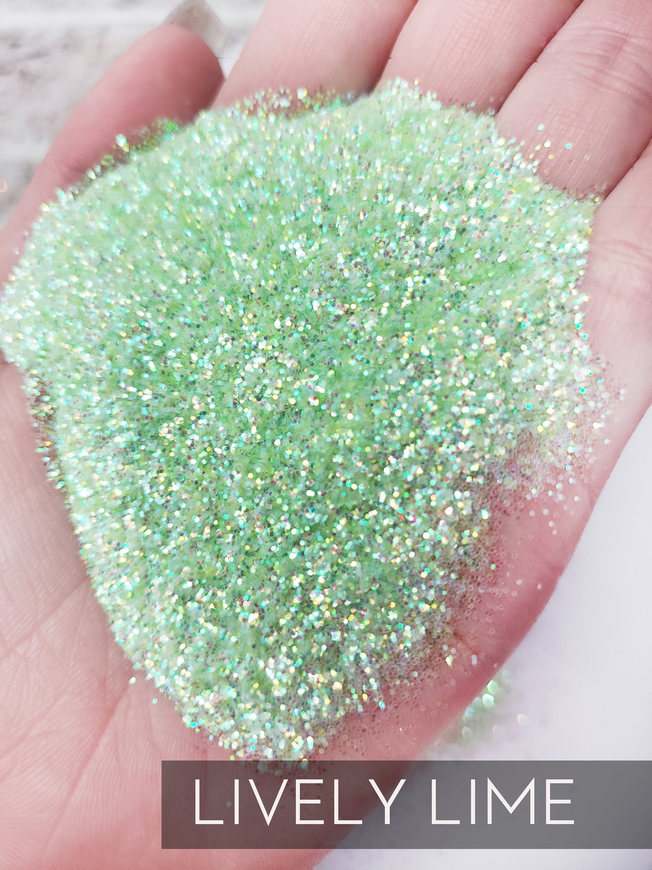 Lively Lime Green .015 Iridescent Glitter, Tumbler Making Glitter