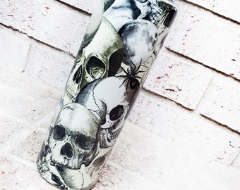 20 Ounce Glow Skull Tumbler, Halloween tumbler, glow in the dark cup with skulls, fall cups, Halloween cups, insulated glow tumbler 20 oz