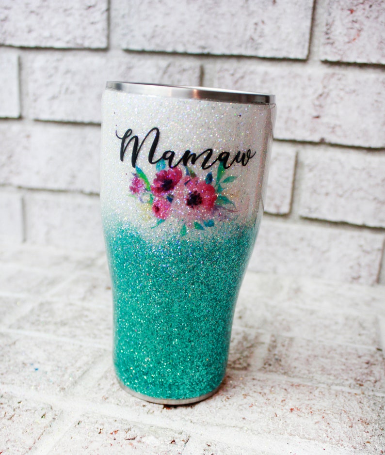 Glitter Tumbler With Name 30 Ounce Glitter Tumbler Teal Etsy