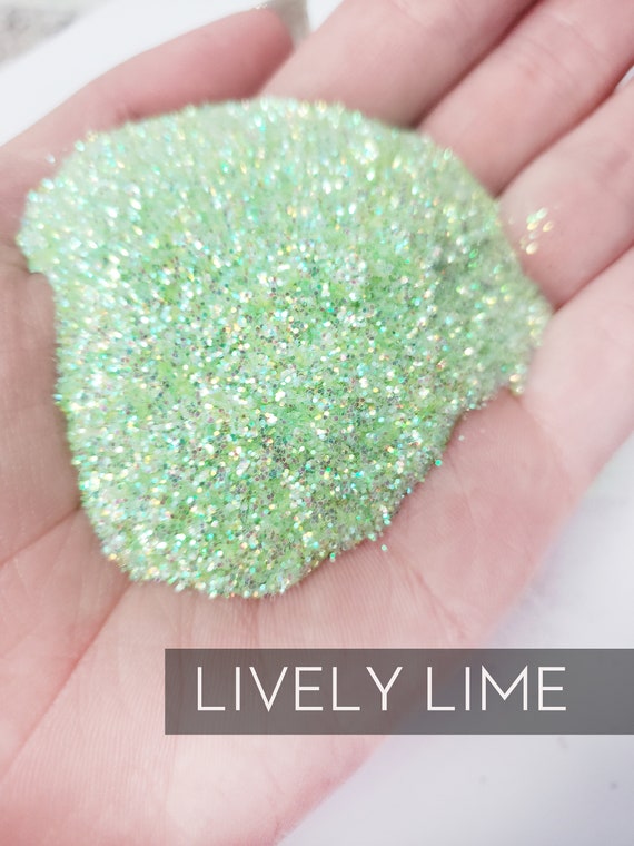 Lively Lime Green .015 Iridescent Glitter, Tumbler Making Glitter