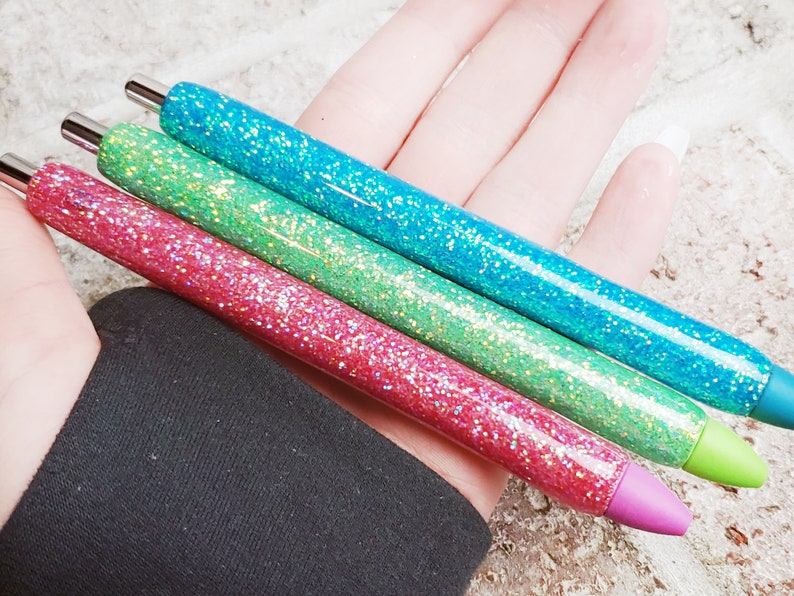 Glittered Gel Pens Custom Glittered Ink Pen Colorful Gel Etsy