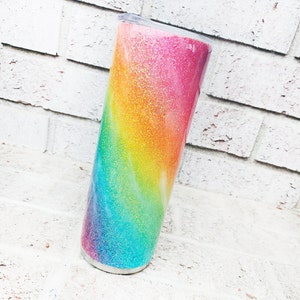 Rainbow tumbler, 20 ounce rainbow swirl cup, insulated glitter tumbler with straw, milky way rainbow cup, rainbow glitter gifts, 20 ounce