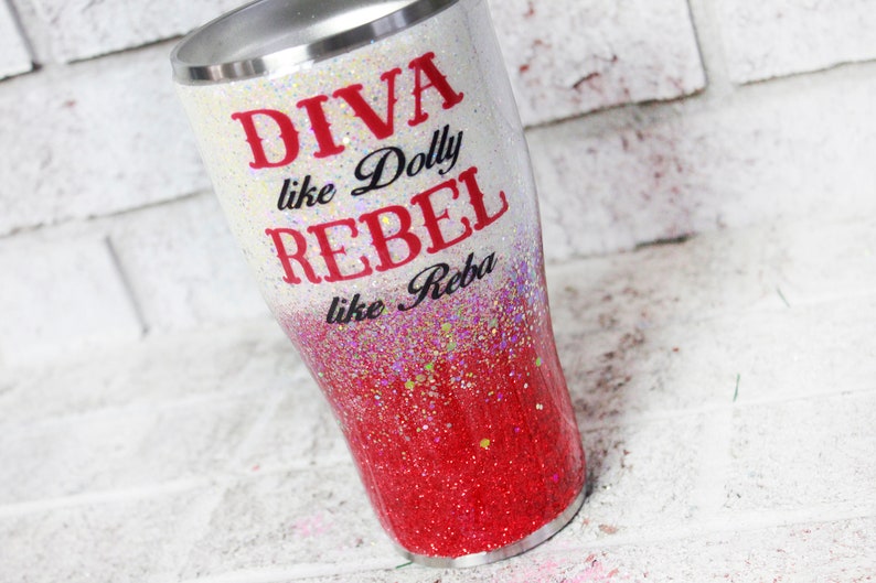 Diva and Rebel Custom Glitter Cup Red and White Glitter Cup Etsy