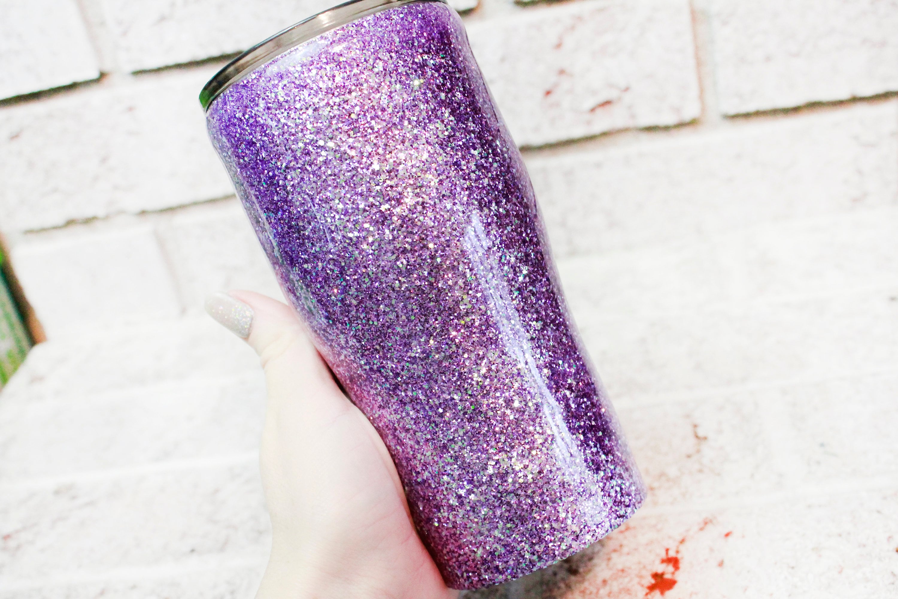 Purple Glitter Travel Tumbler Custom Glitter Tumblers Etsy Norway