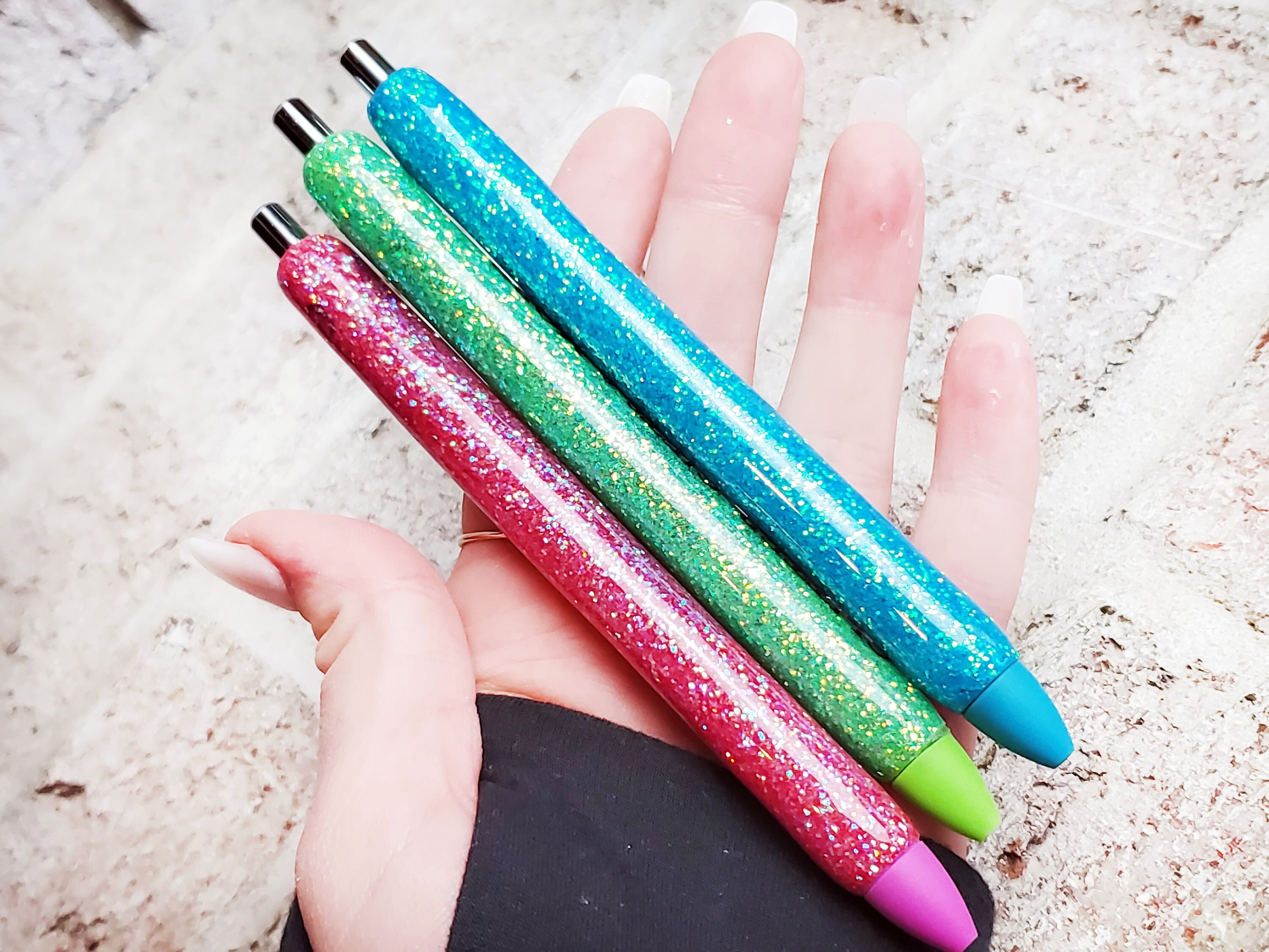 Glittered Gel Pens Custom Glittered Ink Pen Colorful Gel Etsy