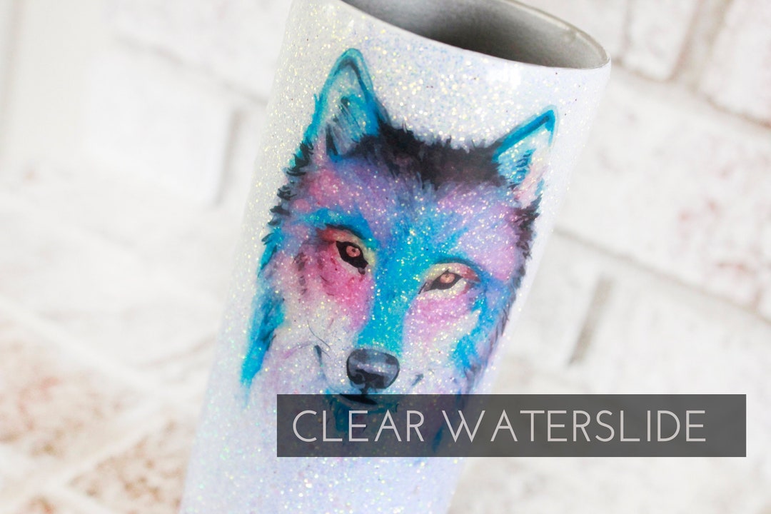 Watercolor Waterslide Decal, Wolf Waterslide Glitter Tumbler Decal