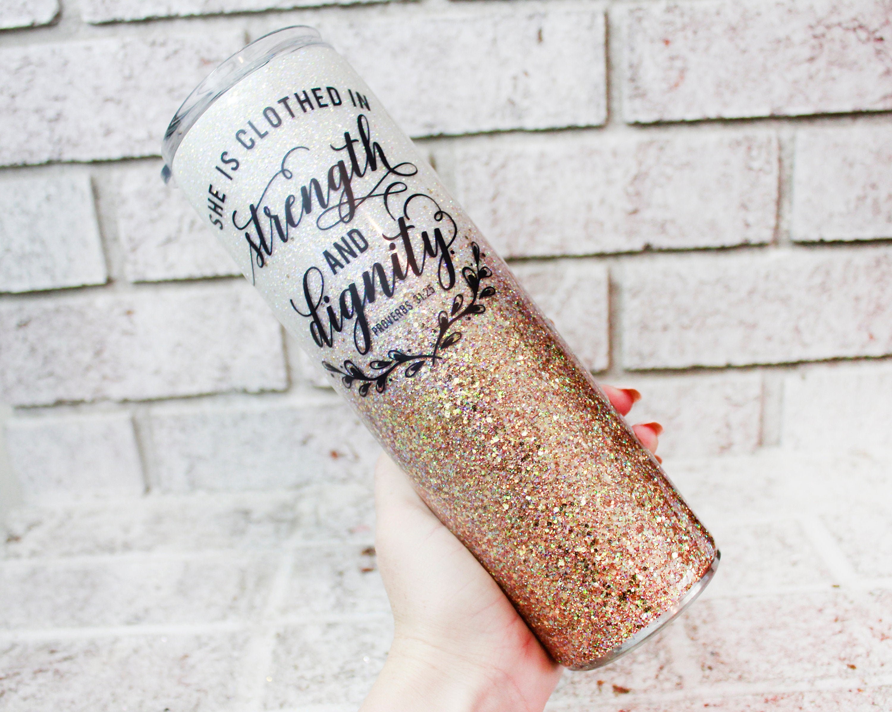 Dignity and Strength Glitter Tumbler 30 Ounce Skinny Tumbler - Etsy