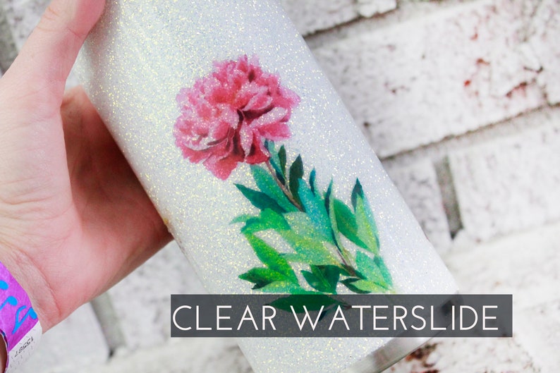 Pink Flower Waterslide decal for Glitter Tumblers ready to Etsy