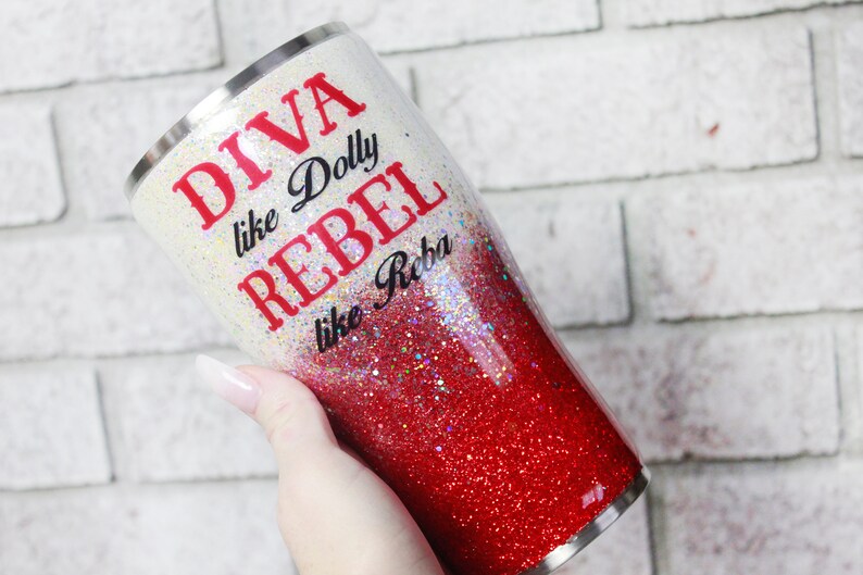 Diva and Rebel Custom Glitter Cup Red and White Glitter Cup Etsy