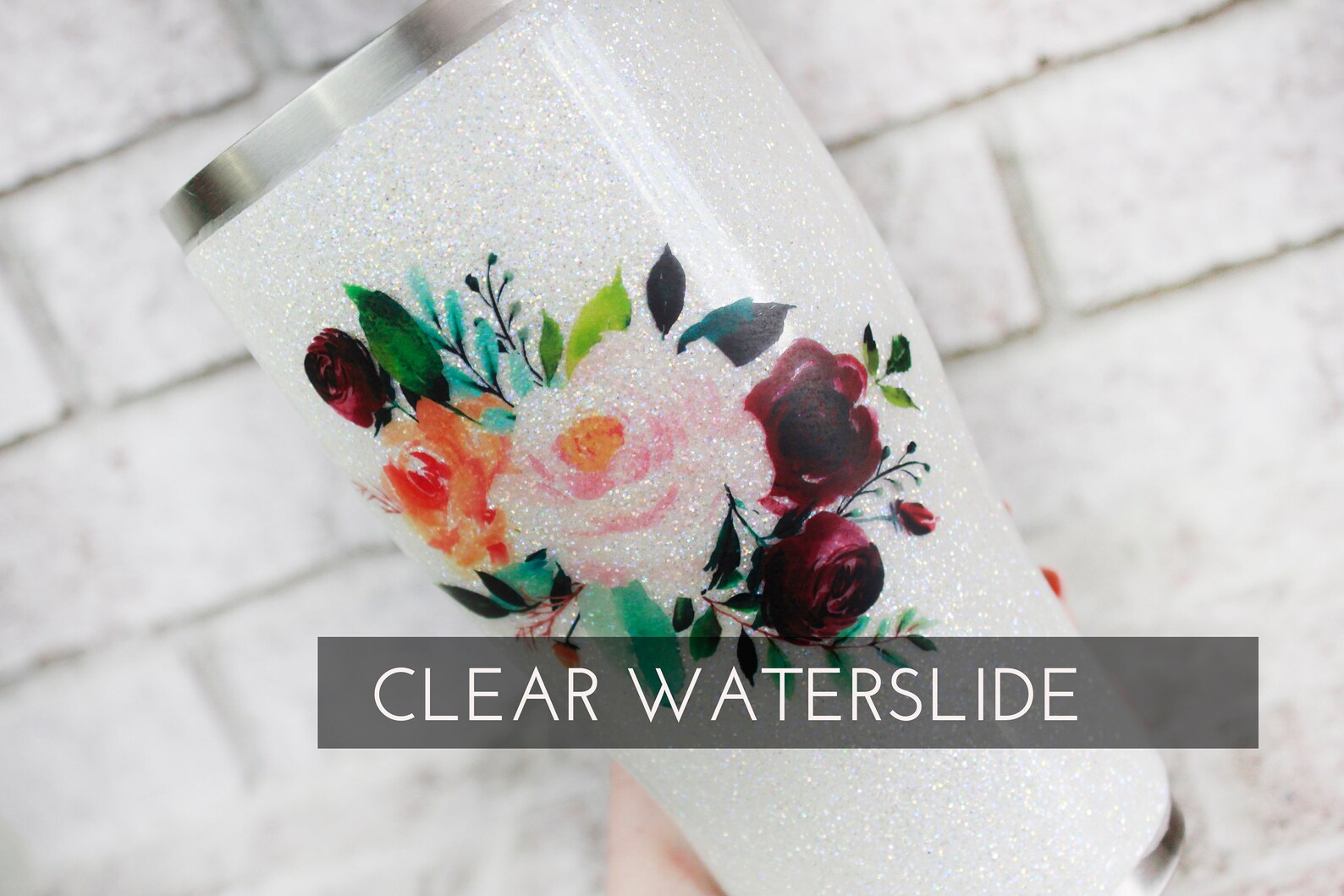 Watercolor floral waterslide decal flower water slide bride Etsy