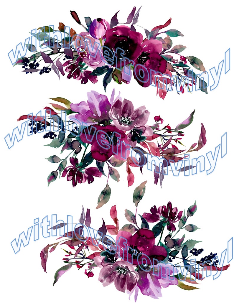 Purple Floral Waterslide Decal Large Flower Water Slide Boho Etsy