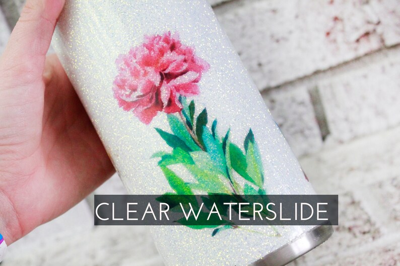 Pink Flower Waterslide decal for Glitter Tumblers ready to Etsy