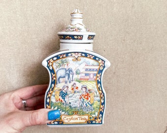 Sadler The World of tea Collection China Tee Ceylon Tea Jar with Lid Romantic Vintage Indian floral motiv Kitchen decor Housewarming gift