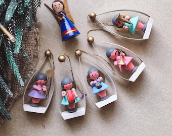 Miniature Erzgebirge Christmas Ornaments: Vintage German Wooden Figurines