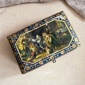 Antique Lithographed Candy Tin: Baroque Painting, Art Nouveau Decor