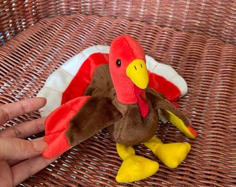 Ty Beanie Babies GOBBLES the Turkey Early Beanie Baby With Tag Errors 1996 Trouvailles rares