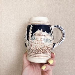 Vintage German Ceramic Beer Stein: Lidded Octoberfest Mug