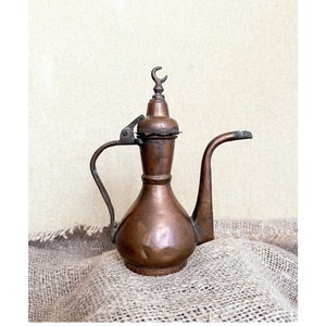Antique Brass Arabic Teapot: Islamic Decor, Small Copper Pitcher