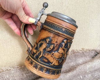 【美品】ジョッキ　ドイツ　金属　置物　インテリア　工芸品　美術品　A3169 美品】ジョッキ ドイツ 金属 置物 インテリア 工芸品 美術品 A3169