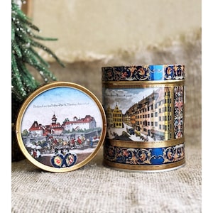 Vintage German Tin Canister: Mid Century Retro Kitchen Decor