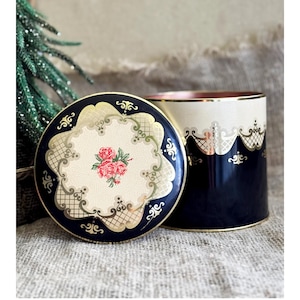 Vintage Floral Tin Canister: Mid-Century Kitchen Storage