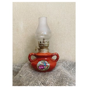 Vintage Limoges France Mini Oil Lamp: Mid-Century Rehausse Ceramic Decor