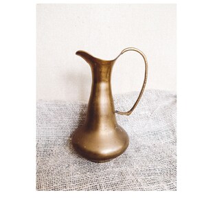 Mid-Century Bronze Vase Jug with handle Brass Jug decorative Shabby Pitcher Farmhouse decorative Rustic Kitchen deco German Vintage finds image 1