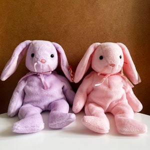 Vintage TY Beanie Baby Floppity & Hoppity Bunny Set - 1990 Collectibles