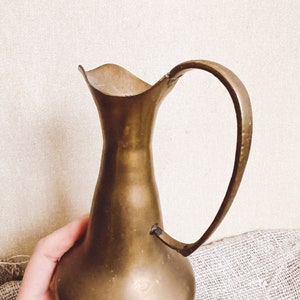 Mid-Century Bronze Vase Jug with handle Brass Jug decorative Shabby Pitcher Farmhouse decorative Rustic Kitchen deco German Vintage finds image 6