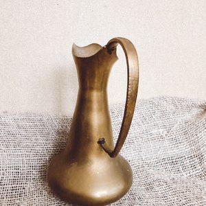 Mid-Century Bronze Vase Jug with handle Brass Jug decorative Shabby Pitcher Farmhouse decorative Rustic Kitchen deco German Vintage finds image 2