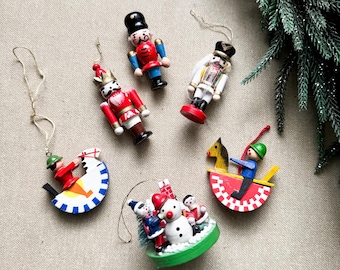 Christmas Erzgebirge Ornaments German Christmas ornaments Miniature Nutcracker hanging Ornament Soldier with Horse pendants Mini Erzgebirge