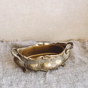 Baroque Antique Large Jardiniere flower Brass Bowl Mid Century Home decor Collectible vintage Brass Indoor planter bronze Housewarming gift
